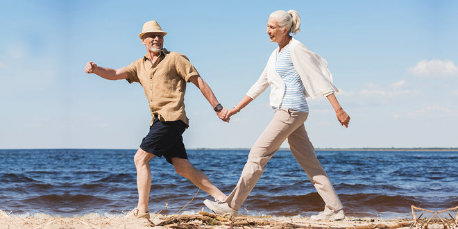 Walking to health on beach